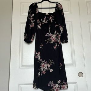 Altar’d State Black Floral Long Dress, Size M